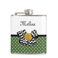 Cute Green Dots Yellow Rose Chevron Arco e Nome
