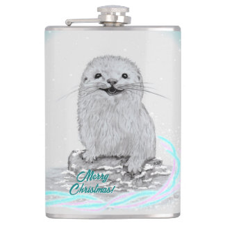 Cantil Cute White Baby Sea Otter , Merry Christmas
