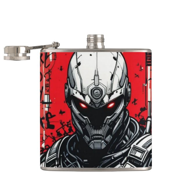 Cantil Cyberpunk Warrior Grafite Flask - Vermelho, Preto (Aberto)