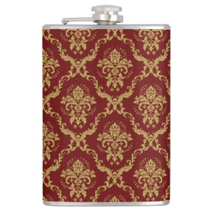 Cantil Damasco vermelho e dourado