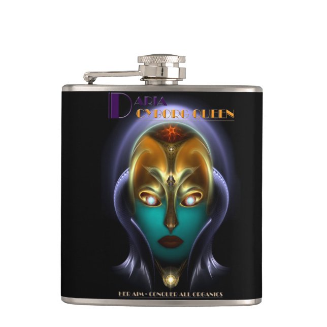 Cantil Daria Cyborg Queen 6oz Vinyl Wrapped Flask (Frente)