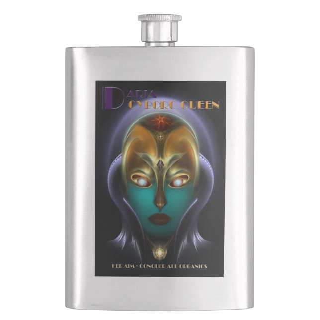 Cantil Daria Cyborg Queen 8oz Steel Flask (Frente)
