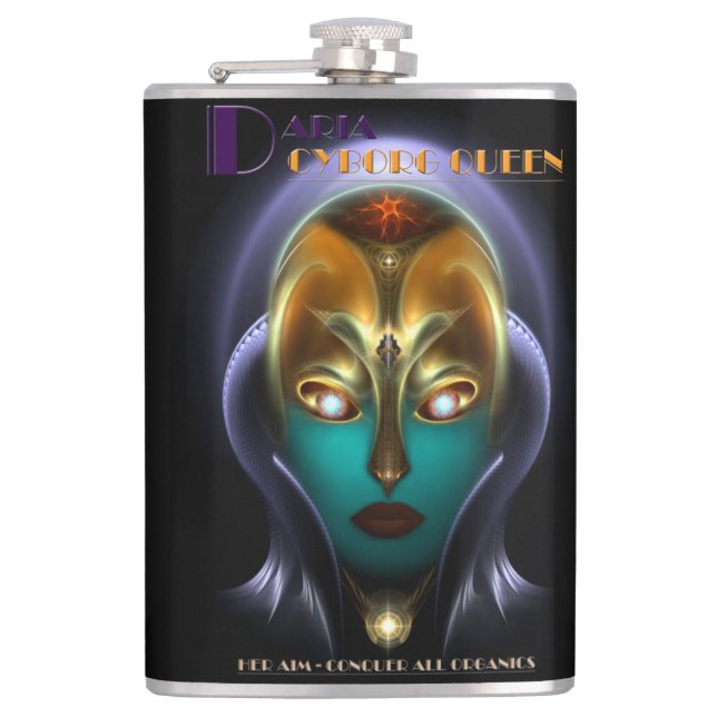 Cantil Daria Cyborg Queen Vinyl Wrapped 8oz Flask (Frente)
