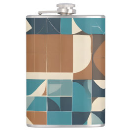 Cantil Dark Blue, Teal, Brown, and Tan Geometric Pattern