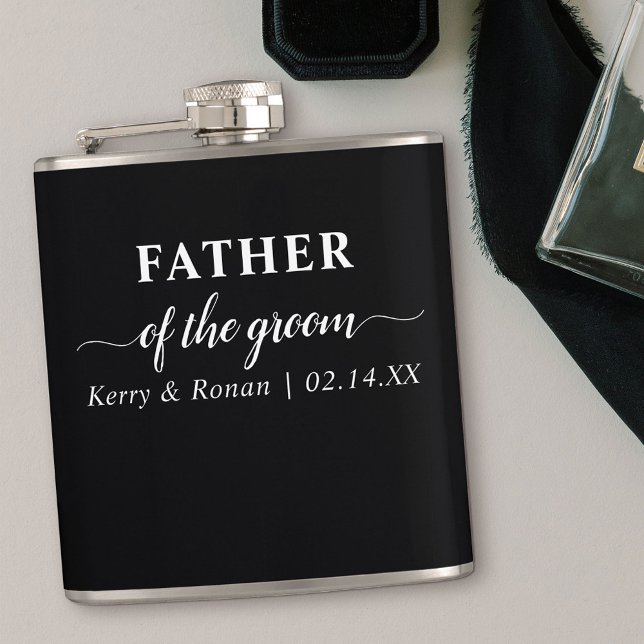 Cantil Data de Casamento e Nomes Pai Negro da Noite (Personalized gift for Father of the Groom)