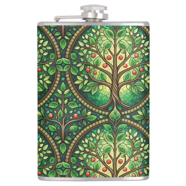 Cantil Decorative flask featuring a vibrant tree design  (Frente)