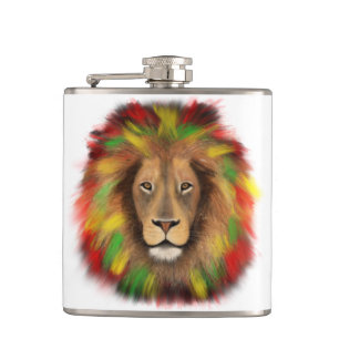 Cantil Desenho da cabeça de leão Rasta vermelho amarelo v