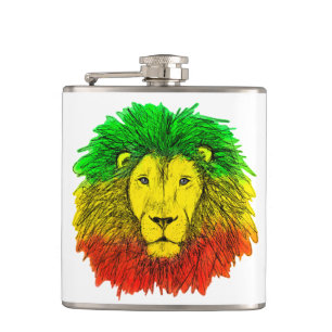 Cantil Desenho da cabeça de leão Rasta vermelho amarelo v