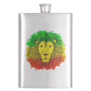 Cantil Desenho da cabeça de leão Rasta vermelho amarelo v