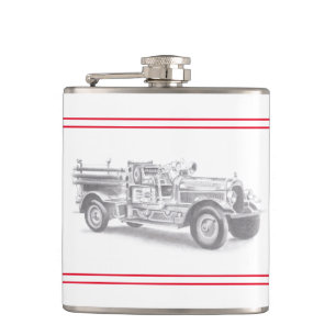 Cantil desenho de lápis de caminhão de bombeiro vintage