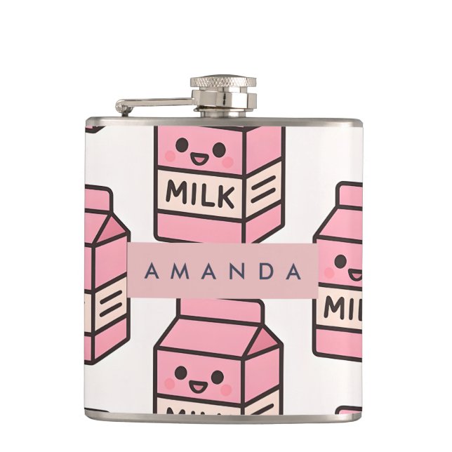 Cantil Design de Cartonagem de Leite Cor-de-Rosa Kawaii,  (Frente)