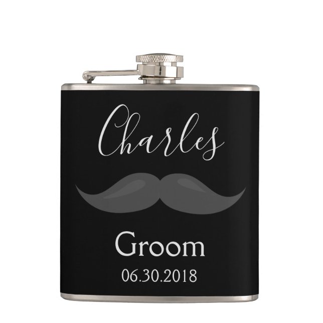 Cantil Despedida de solteiro Grole Flask Mustache (Frente)
