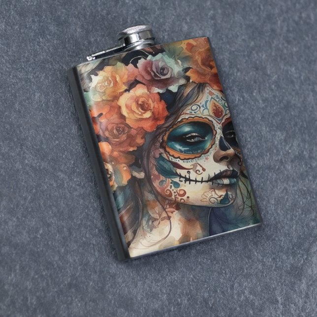 Cantil Dia de los Muertos aquarela pintada (Criador carregado)