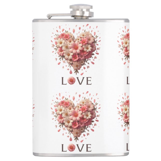 Cantil Dia do Namorados Romântico de Coração Floral Rosa  (Frente)