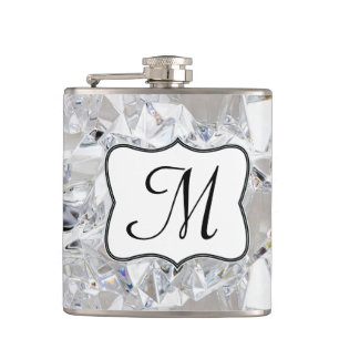 Cantil Diamond Ice Crystal Glitz Monograma Whiskey Flask