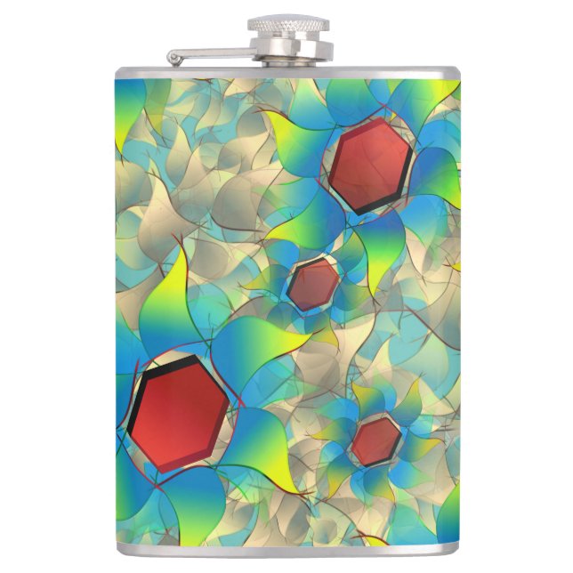 Cantil Diferentes flores virtuais, pétalas azuladas sobre (Frente)