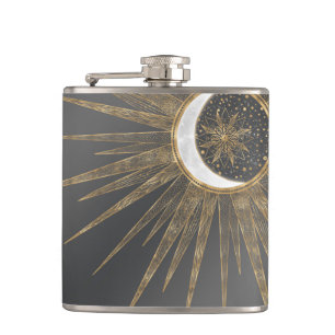 Cantil Dodles Dourados Elegantes Sun Moon Mandala Design