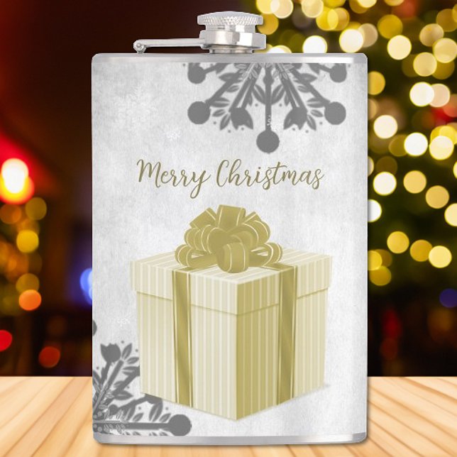 Cantil Dourada Fenda de Férias de Presente de Natal (Gold Christmas Gift Holiday Flask)