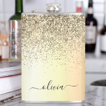 Cantil Dourada Glitter Girly Luxury Moderno Monograma Nom<br><div class="desc">Folha Dourada,  Folha Metálica,  Brilhante Metálica,  Bruta,  Nome Monograma Metálico e Frasco Inicial. Isto faz o doce e perfeito aniversário de 16 anos,  casamento,  chá de panela,  aniversário,  chá de fraldas ou festa de solteira presente para alguém que ama luxo de luxo e estilos quíticos.</div>