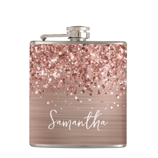 Cantil Dourado Rosa Espelhado Glam Nome (Frente)