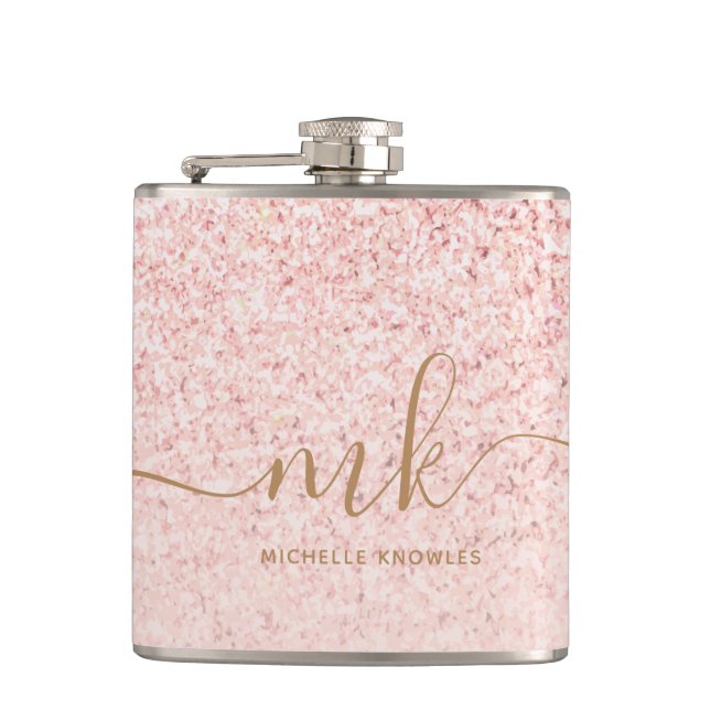 Cantil Dourado Rosa Glitter Inicial e Nome Chique e Moder (Frente)