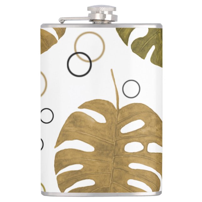 Cantil Dourado tropical: Monstera Leaf Watercolor (Frente)