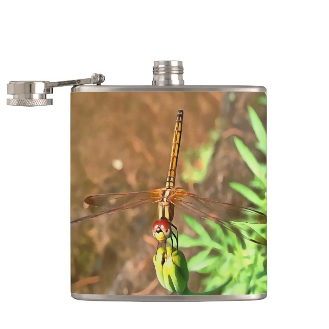 Cantil Dragonfly Artística Descendo Na Cabeça Da Flor (Aberto)