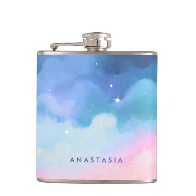 Cantil Dreamy Pastel Clouds Personalizada Hip Flask (Frente)