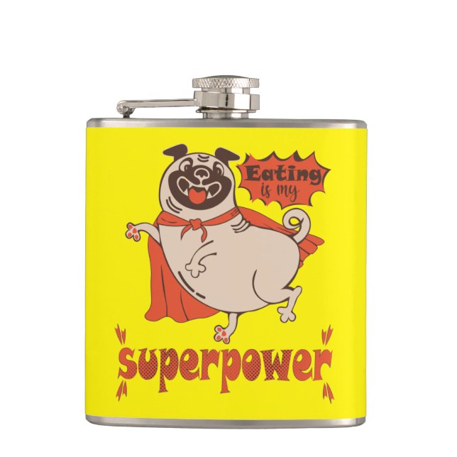 Cantil Eating is my superpower red cloak pug comic style  (Frente)