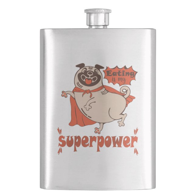 Cantil Eating is my superpower red cloak pug comic style  (Frente)