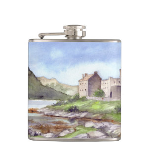Cantil Eilean Donan Castle Watercolor Painting