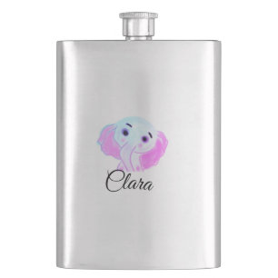 Cantil Elefante bebê azul rosa simples aquarela adicionar