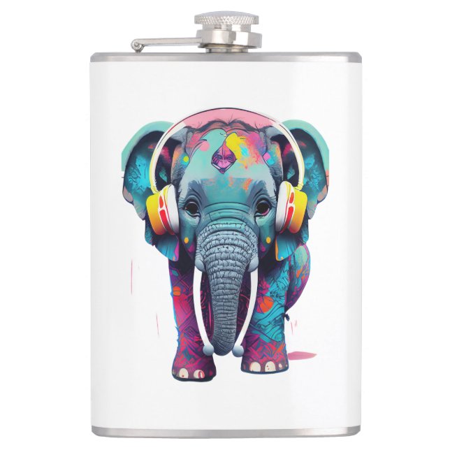 Cantil Elefante de Bebê Bonito com Fones de ouvido (Frente)