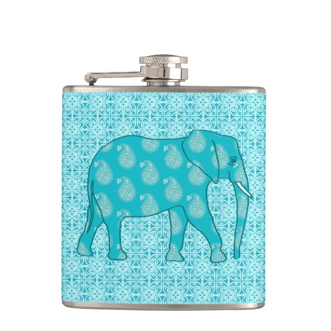 Cantil Elefante de Paisley - turquesa e aqua (Frente)