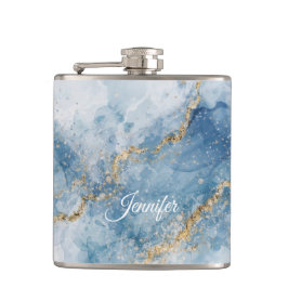 Cantil Elegant Blue Gold Glitter Abstract Flow           