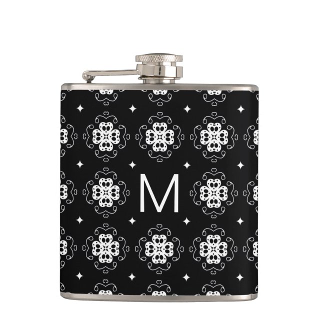 Cantil Elegant Ornate Black and White Pattern Monogram (Frente)