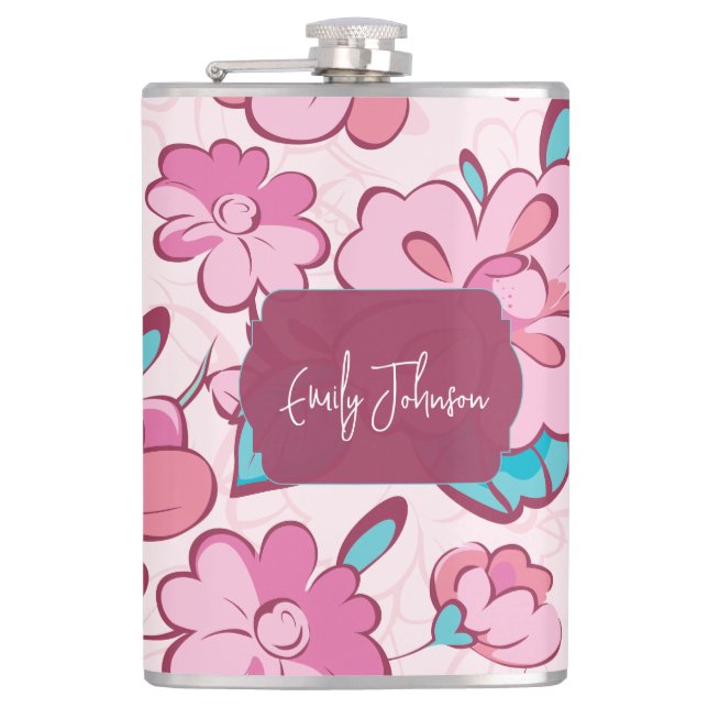 Cantil Elegant Pink Blossom Custom Name Floral Design (Frente)