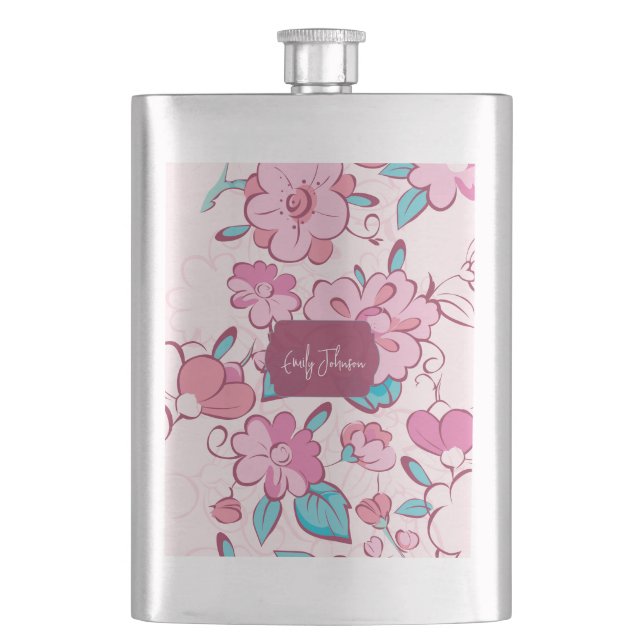 Cantil Elegant Pink Blossom Custom Name Floral Design (Frente)