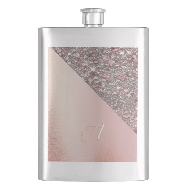 Cantil Elegant Rose Gold Monogram Classic Flask (Frente)