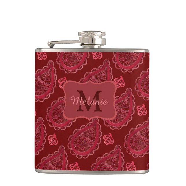 Cantil Elegante Burgundy Paisley Pattern Personalizado (Frente)