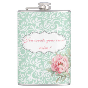 Cantil Elegante Chic Damasco, Rosas, Mensagem Motivaciona