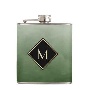 Cantil Elegante Empurrado Verde Com Simples Monograma Dou