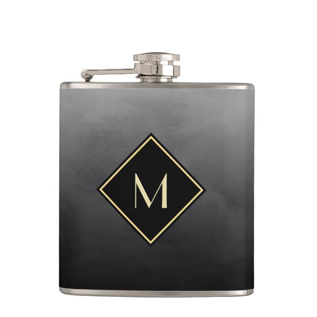 Cantil Elegante Esmagado Preto Com Simples Monograma Dour (Frente)