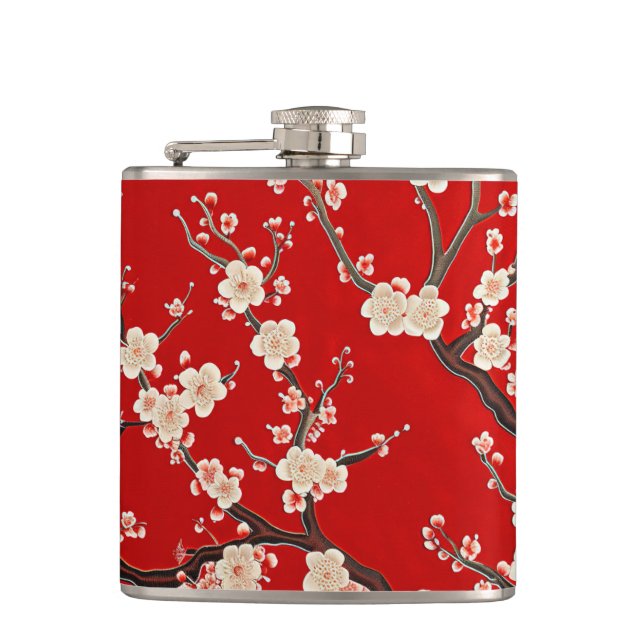 Cantil Elegante Flor de Ameixa Vermelha (Frente)