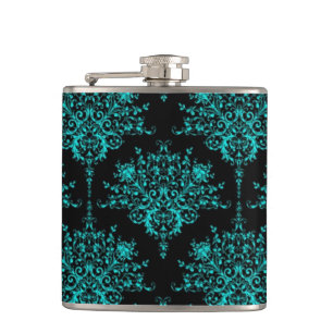 Cantil Elegante Floral Afeminado Damasco Moderno Preto e 