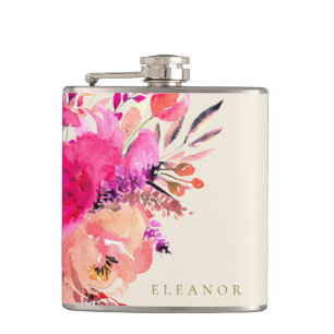 Cantil Elegante Floral Aquarela Rosa para Noivas Personal