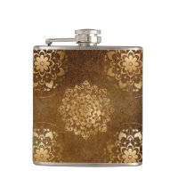 Elegante Folha de Ouro e Mandala Preta da Índia