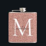 Cantil Elegante Girly Rosa Glitter Sparkle Monograma Dour<br><div class="desc">Frasco Glitter Sparkle Monograma de Rosa Brilhante Elegante</div>