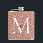Cantil Elegante Girly Rosa Glitter Sparkle Monograma Dour<br><div class="desc">Frasco Glitter Sparkle Monograma de Rosa Brilhante Elegante</div>