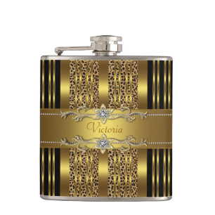 Cantil Elegante Leopardo Preto e Dourado